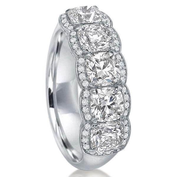 Halo Round & Cushion Cut Sterling Silver Bridal Jewelry Set - 5.0 CT. TW.