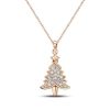 Sterling Silver White Sapphire Christmas Tree Pendant Necklace