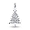 Sterling Silver White Sapphire Christmas Tree Pendant Necklace