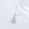 Sterling Silver White Sapphire Christmas Tree Pendant Necklace