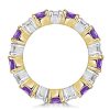 Two-Tone Princess Cut Amethyst Eternity Wedding Band in Sterling Silver