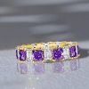 Two-Tone Princess Cut Amethyst Eternity Wedding Band in Sterling Silver
