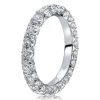 Shared Prong Created White Sapphire Eternity Band in Rhodium Plated Sterling Silver
