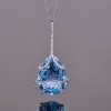 Blue Topaz Pendant Necklace in Rhodium-Plated 925 Sterling Silver