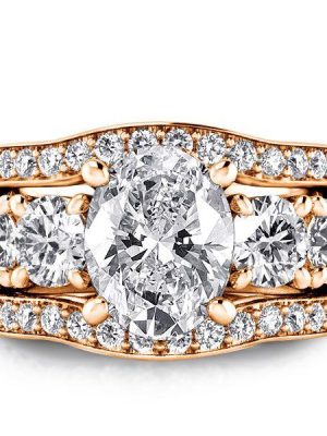 18K Rose Gold Plated Sterling Silver Engagement Wedding Ring for Women - 5.00 CT Center Stone