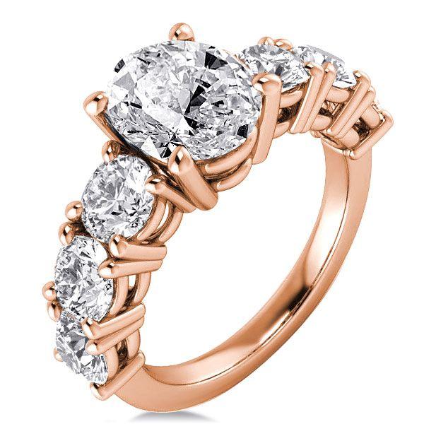 18K Rose Gold Plated Sterling Silver Engagement Wedding Ring for Women - 5.00 CT Center Stone
