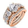 18K Rose Gold Plated Sterling Silver Engagement Wedding Ring for Women - 5.00 CT Center Stone