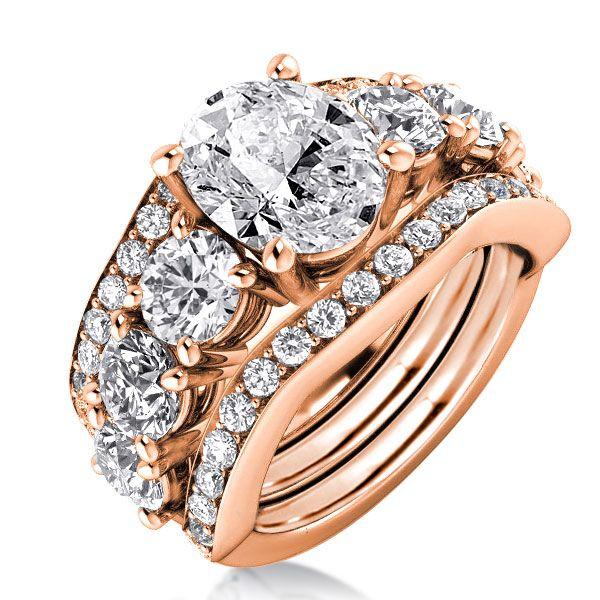 18K Rose Gold Plated Sterling Silver Engagement Wedding Ring for Women - 5.00 CT Center Stone