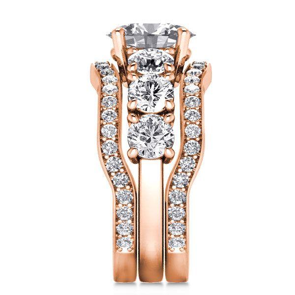18K Rose Gold Plated Sterling Silver Engagement Wedding Ring for Women - 5.00 CT Center Stone
