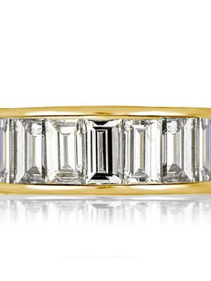Golden Baguette Wedding Band - 18K Gold Plated Sterling Silver, 4.20 CT. TW.