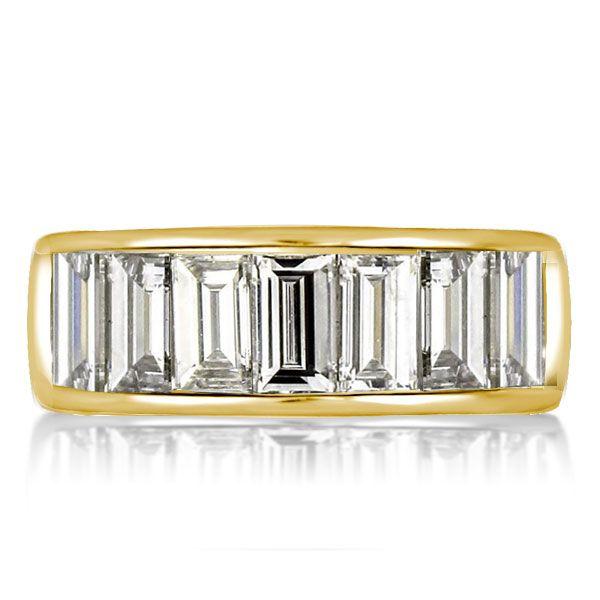 Golden Baguette Wedding Band - 18K Gold Plated Sterling Silver, 4.20 CT. TW.