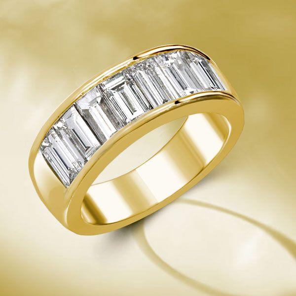 Golden Baguette Wedding Band - 18K Gold Plated Sterling Silver, 4.20 CT. TW.