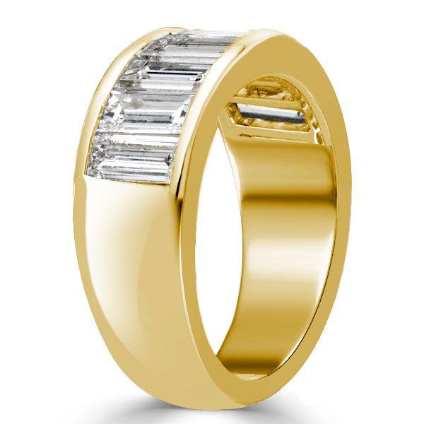 Golden Baguette Wedding Band - 18K Gold Plated Sterling Silver, 4.20 CT. TW.
