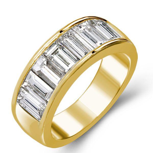 Golden Baguette Wedding Band - 18K Gold Plated Sterling Silver, 4.20 CT. TW.