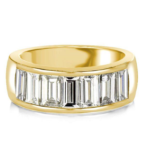 Golden Baguette Wedding Band - 18K Gold Plated Sterling Silver, 4.20 CT. TW.