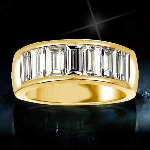 Golden Baguette Wedding Band - 18K Gold Plated Sterling Silver, 4.20 CT. TW.