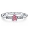 Pear Shaped Pink Sapphire Sterling Silver Engagement Ring for Women