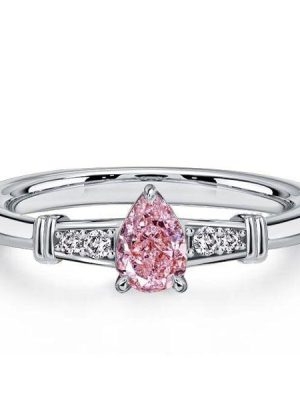 Pear Shaped Pink Sapphire Sterling Silver Engagement Ring for Women