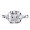 Cushion Cut White Sapphire 3 Stone Engagement Ring in Rhodium Plated Sterling Silver