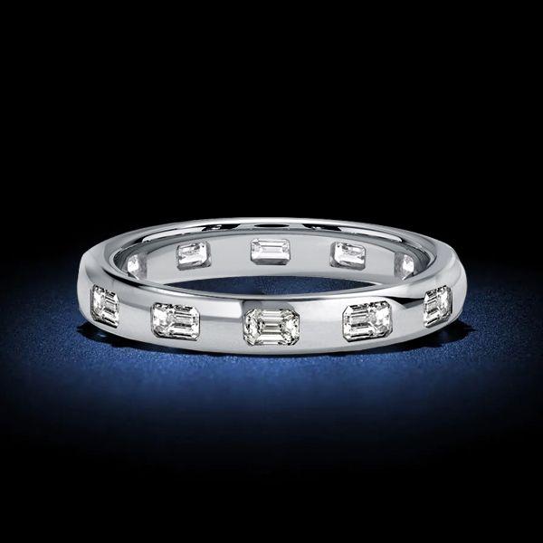Emerald Cut Eternity Band Ring - 925 Sterling Silver - 1.20 CT. TW.