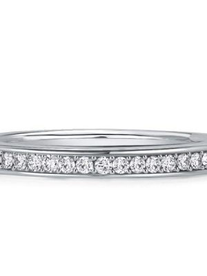 Round Cut Diamond Channel Set Half Eternity Band in 925 Sterling Silver