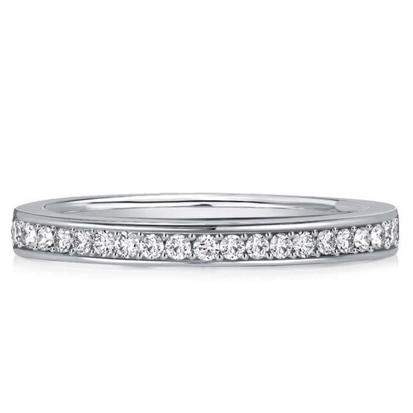 Round Cut Diamond Channel Set Half Eternity Band in 925 Sterling Silver