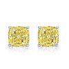 2.00 CTW Cushion Cut Yellow Topaz Stud Earrings in Rhodium Plated 925 Sterling Silver