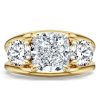 Split Shank Three Stone Engagement Ring in 18K Gold Plated Sterling Silver
