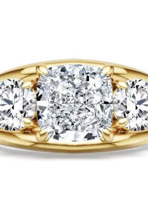 Split Shank Three Stone Engagement Ring in 18K Gold Plated Sterling Silver
