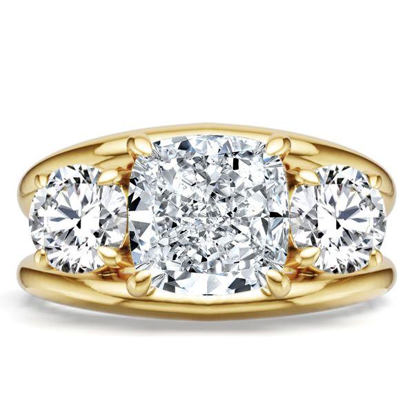 Split Shank Three Stone Engagement Ring in 18K Gold Plated Sterling Silver