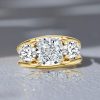 Split Shank Three Stone Engagement Ring in 18K Gold Plated Sterling Silver