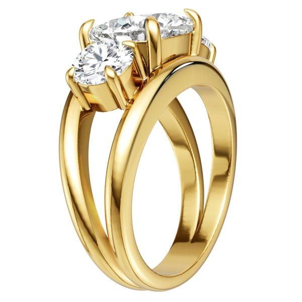 Split Shank Three Stone Engagement Ring in 18K Gold Plated Sterling Silver