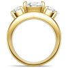 Split Shank Three Stone Engagement Ring in 18K Gold Plated Sterling Silver
