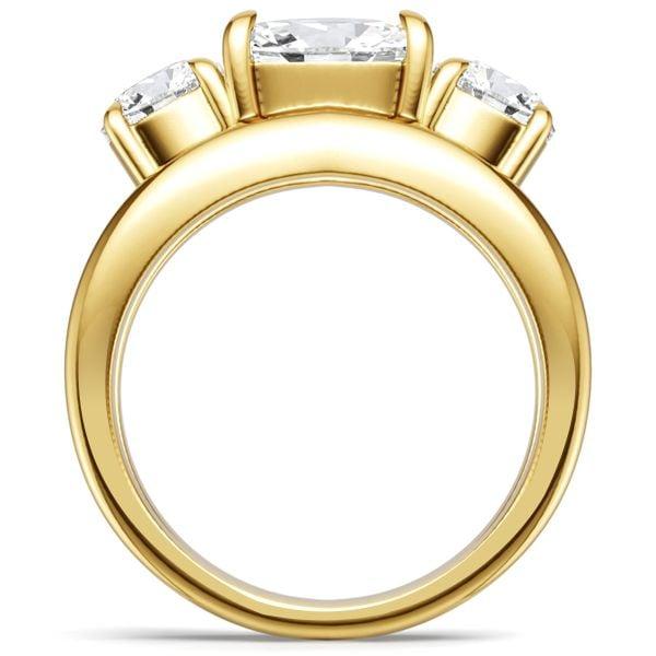 Split Shank Three Stone Engagement Ring in 18K Gold Plated Sterling Silver