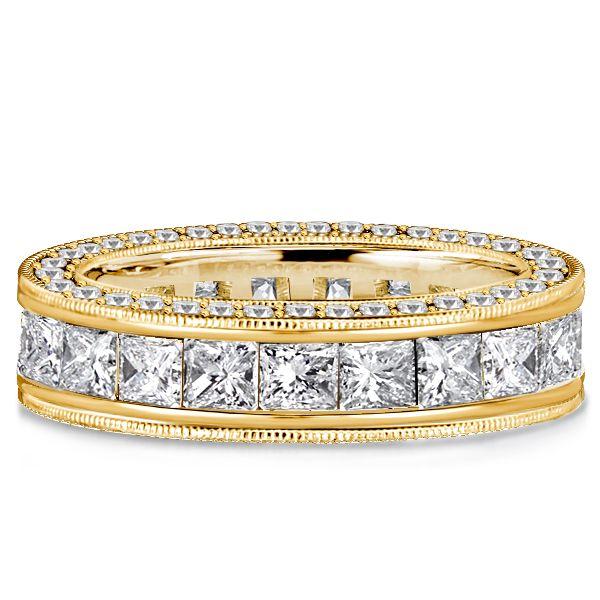 Princess Cut Eternity Wedding Band - 4.90 CT. TW. Sterling Silver Channel Set Ring