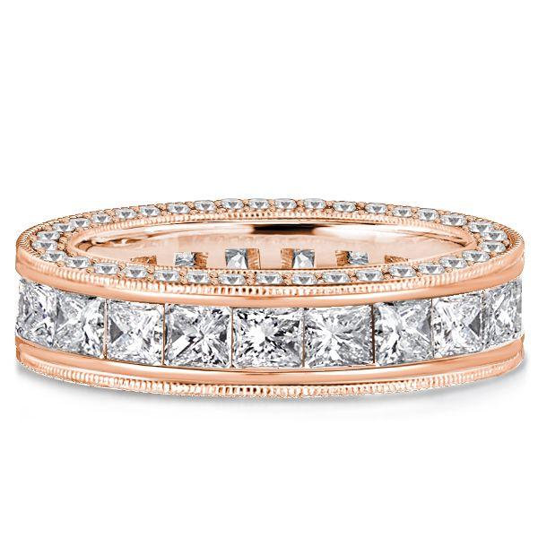 Princess Cut Eternity Wedding Band - 4.90 CT. TW. Sterling Silver Channel Set Ring