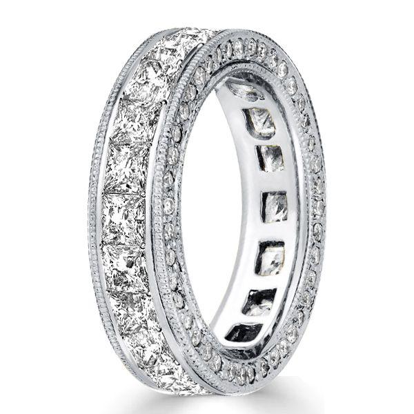 Princess Cut Eternity Wedding Band - 4.90 CT. TW. Sterling Silver Channel Set Ring