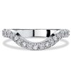 Sterling Silver Round Cut Chevron Arch Wedding Band Ring with 0.44 CT. TW. Accents