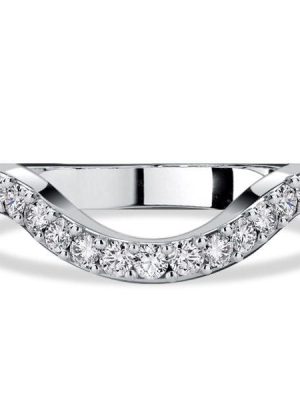 Sterling Silver Round Cut Chevron Arch Wedding Band Ring with 0.44 CT. TW. Accents