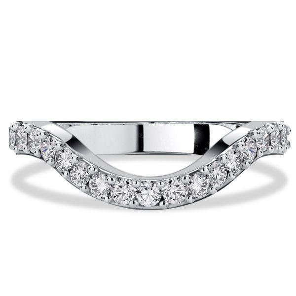 Sterling Silver Round Cut Chevron Arch Wedding Band Ring with 0.44 CT. TW. Accents