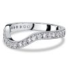 Sterling Silver Round Cut Chevron Arch Wedding Band Ring with 0.44 CT. TW. Accents