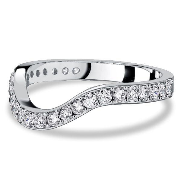 Sterling Silver Round Cut Chevron Arch Wedding Band Ring with 0.44 CT. TW. Accents