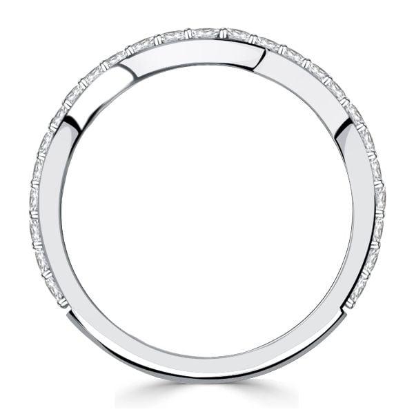 Sterling Silver Round Cut Chevron Arch Wedding Band Ring with 0.44 CT. TW. Accents