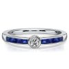 Vintage Style Bezel Set Anniversary Ring - 925 Sterling Silver, Simulated Diamond