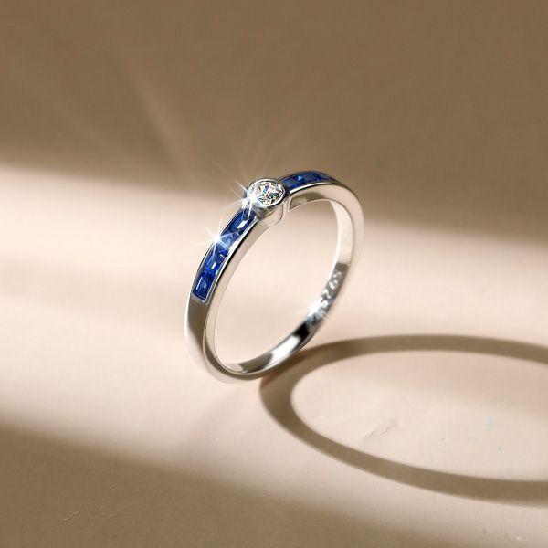 Vintage Style Bezel Set Anniversary Ring - 925 Sterling Silver, Simulated Diamond