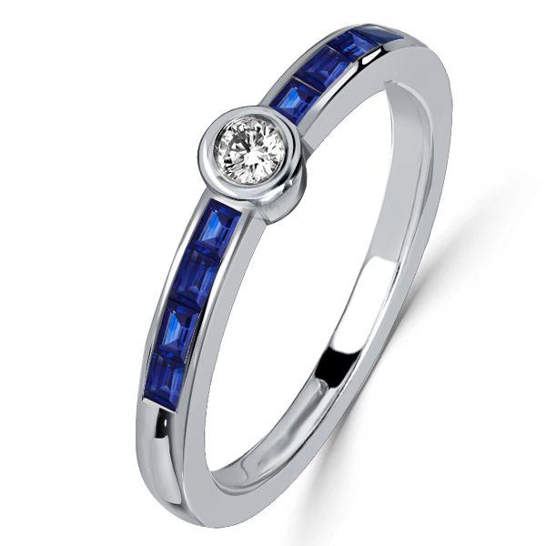 Vintage Style Bezel Set Anniversary Ring - 925 Sterling Silver, Simulated Diamond