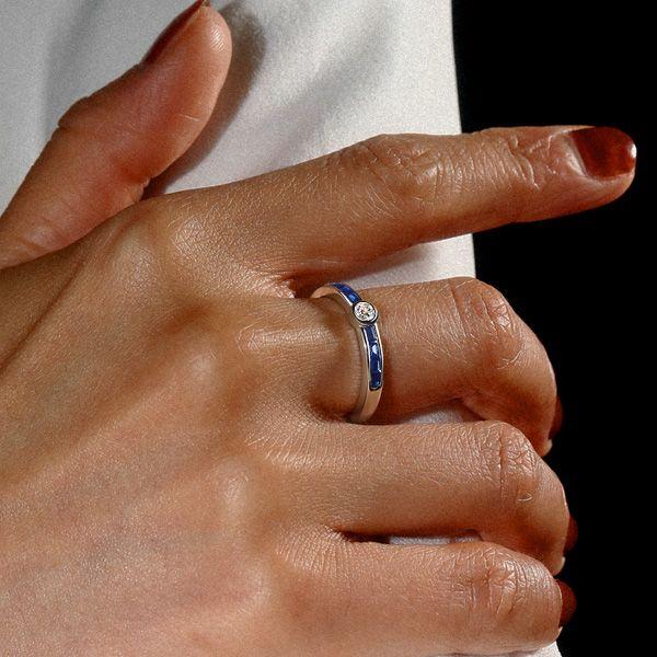 Vintage Style Bezel Set Anniversary Ring - 925 Sterling Silver, Simulated Diamond