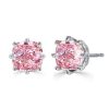 925 Sterling Silver 8-Prong Cushion Cut Pink Sapphire Stud Earrings (3.00 CTW)