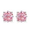 925 Sterling Silver 8-Prong Cushion Cut Pink Sapphire Stud Earrings (3.00 CTW)