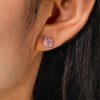 925 Sterling Silver 8-Prong Cushion Cut Pink Sapphire Stud Earrings (3.00 CTW)